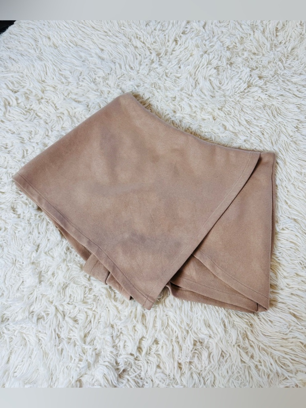 Women’s Beige Faux Suede Mini Skirt
